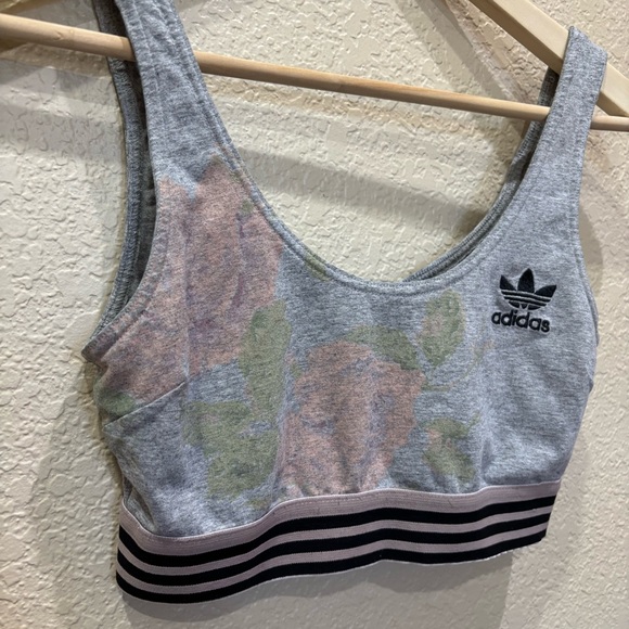 Adidas Originals Pastel Rose Sports Bra Rita Ora Floral Grey Firebird Small - Picture 7 of 10